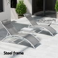 Gardeon 3PC Sun Lounge Outdoor Lounger Table Chairs Steel Patio