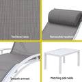 Gardeon 3PC Sun Lounge Outdoor Lounger Table Chairs Steel Patio