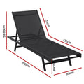 Gardeon Sun Lounge Steel Outdoor Beach Chair Lounger Black