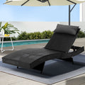 Gardeon Wicker Sun Lounge Outdoor Beach Chair Adjustable Black