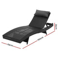 Gardeon Wicker Sun Lounge Outdoor Beach Chair Adjustable Black
