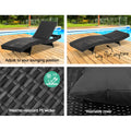Gardeon Wicker Sun Lounge Outdoor Beach Chair Adjustable Black