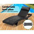 Gardeon Wicker Sun Lounge Outdoor Beach Chair Adjustable Black