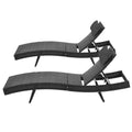 Gardeon 2PC Wicker Sun Lounge Adjustable Outdoor Beach Chair Black