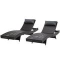 Gardeon 2PC Wicker Sun Lounge Adjustable Outdoor Beach Chair Black