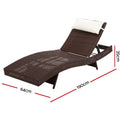 Gardeon Wicker Sun Lounge Adjustable Outdoor Beach Chair Brown