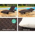 Gardeon Wicker Sun Lounge Adjustable Outdoor Beach Chair Brown