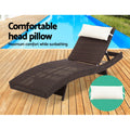 Gardeon Wicker Sun Lounge Adjustable Outdoor Beach Chair Brown