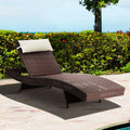Gardeon Wicker Sun Lounge Adjustable Outdoor Beach Chair Brown