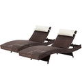 Gardeon 2PC Wicker Sun Lounge Adjustable Brown Outdoor Beach Chair