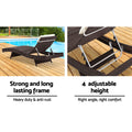 Gardeon 2PC Wicker Sun Lounge Adjustable Brown Outdoor Beach Chair