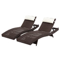 Gardeon 2PC Wicker Sun Lounge Adjustable Brown Outdoor Beach Chair