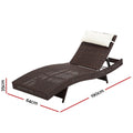 Gardeon 2PC Wicker Sun Lounge Adjustable Brown Outdoor Beach Chair