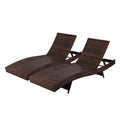 Gardeon 2PC Wicker Sun Lounge Adjustable Brown Outdoor Beach Chair