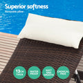 Gardeon 2PC Wicker Sun Lounge Adjustable Brown Outdoor Beach Chair