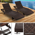 Gardeon 2PC Wicker Sun Lounge Adjustable Brown Outdoor Beach Chair
