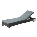 Gardeon Wicker Sun Lounge Outdoor Day Bed Lounger Wheels Black