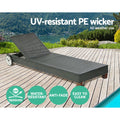 Gardeon Wicker Sun Lounge Outdoor Day Bed Lounger Wheels Black