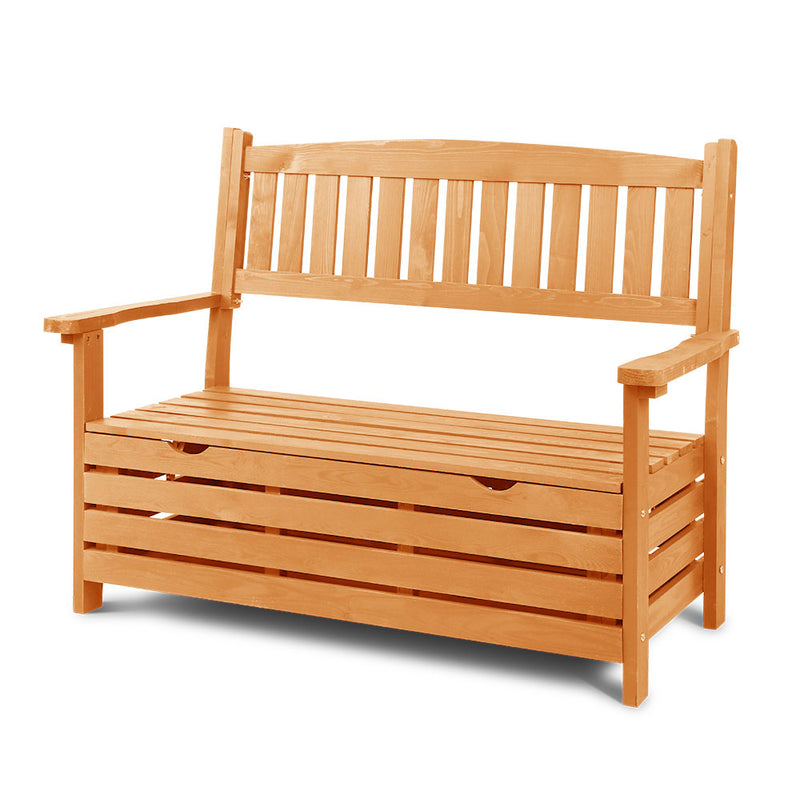 Gardeon Outdoor Storage Bench 2 Seat Wooden Garden Chair Timber