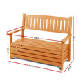 Gardeon Outdoor Storage Bench 2 Seat Wooden Garden Chair Timber