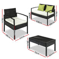 Gardeon Wicker Outdoor Sofa Set Lounge Patio Furniture Table Chairs
