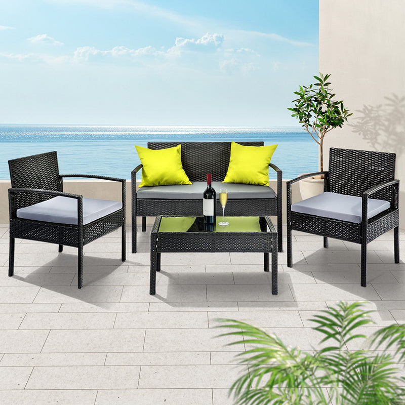 Gardeon Wicker Outdoor Sofa Set Lounge Patio Furniture Table Chairs