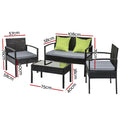 Gardeon Wicker Lounge Sofa Set Outdoor Furniture Table Chairs Cover