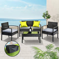 Gardeon Wicker Lounge Sofa Set Outdoor Furniture Table Chairs Cover
