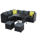 Gardeon Outdoor Dining Set Aluminium Table Chairs Wicker Black