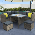 Gardeon Outdoor Dining Set Aluminum Table Chairs Wicker Grey