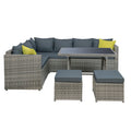 Gardeon Outdoor Dining Set Aluminum Table Chairs Wicker Grey