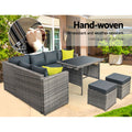 Gardeon Outdoor Dining Set Aluminum Table Chairs Wicker Grey