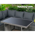 Gardeon Outdoor Dining Set Aluminum Table Chairs Wicker Grey