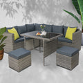 Gardeon Outdoor Dining Set Aluminum Table Chairs Wicker Grey