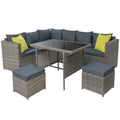 Gardeon Outdoor Dining Set Aluminum Table Chairs Wicker Grey