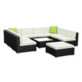 Gardeon 10pc Outdoor Wicker Sofa Set Lounge Couch with Cover