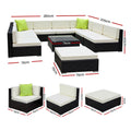 Gardeon 10pc Outdoor Wicker Sofa Set Lounge Couch with Cover