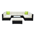 Gardeon 10pc Outdoor Wicker Sofa Set Lounge Couch with Cover