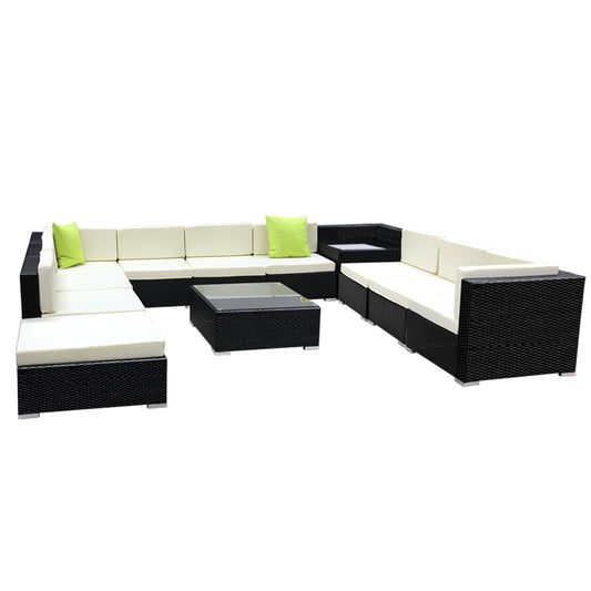 Gardeon 12PC Wicker Sofa Set Outdoor Furniture w Storage Cover