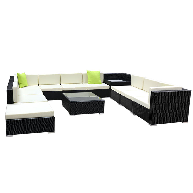 Gardeon 12PC Wicker Sofa Set Outdoor Furniture w Storage Cover