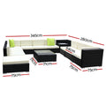 Gardeon 12PC Wicker Outdoor Lounge Sofa Set Garden Patio
