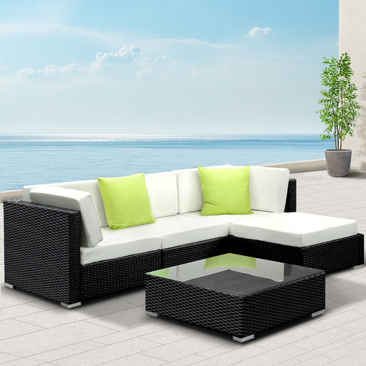 Gardeon 5 Piece Outdoor Wicker Lounge 4 Seater Sofa Setting