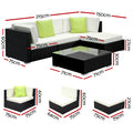Gardeon 5 Piece Outdoor Wicker Lounge 4 Seater Sofa Setting