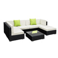 Gardeon 7pc Outdoor Wicker Lounge Setting Sofa Couch Cover