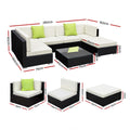 Gardeon 7pc Outdoor Wicker Lounge Setting Sofa Couch Cover