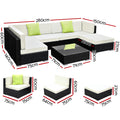 Gardeon 7 Piece Outdoor Wicker Sofa Set 6 Seater Lounge Couch
