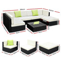 Gardeon 7 Piece Outdoor Wicker Sofa Set 6 Seater Lounge Couch