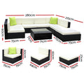 Gardeon Wicker Outdoor Sofa Set 7 Seater Lounge Couch Grey