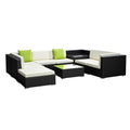 Gardeon 9pc Outdoor Wicker Sofa Set Lounge Couch Cover