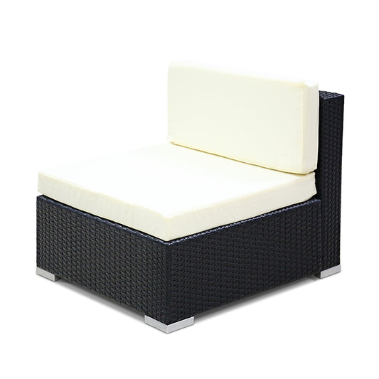 Gardeon 2PC Outdoor Wicker Rattan Sofa Lounge Chair Set Garden